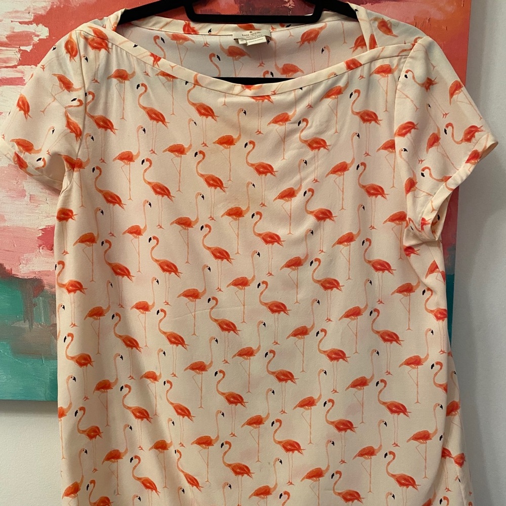 Kate spade flamingo pink short sleeve blouse 10